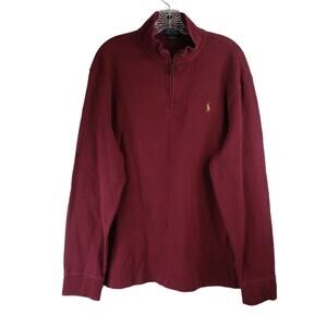 Polo Ralph Lauren Pullover Terry Knit Mens Ribbed Sweatshirt Mens Size XL Wine